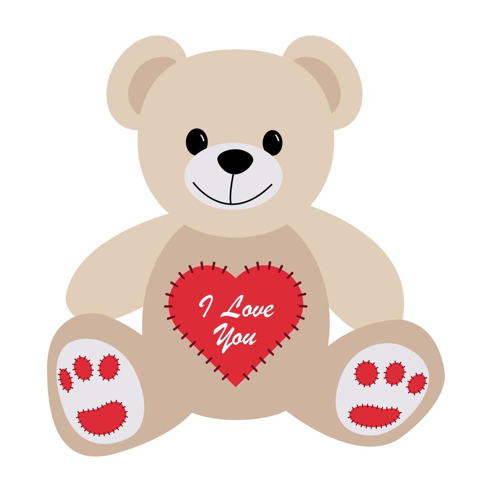 Fröhliches Teddybär-Spielzeug mit Herz, ich liebe dich vektor