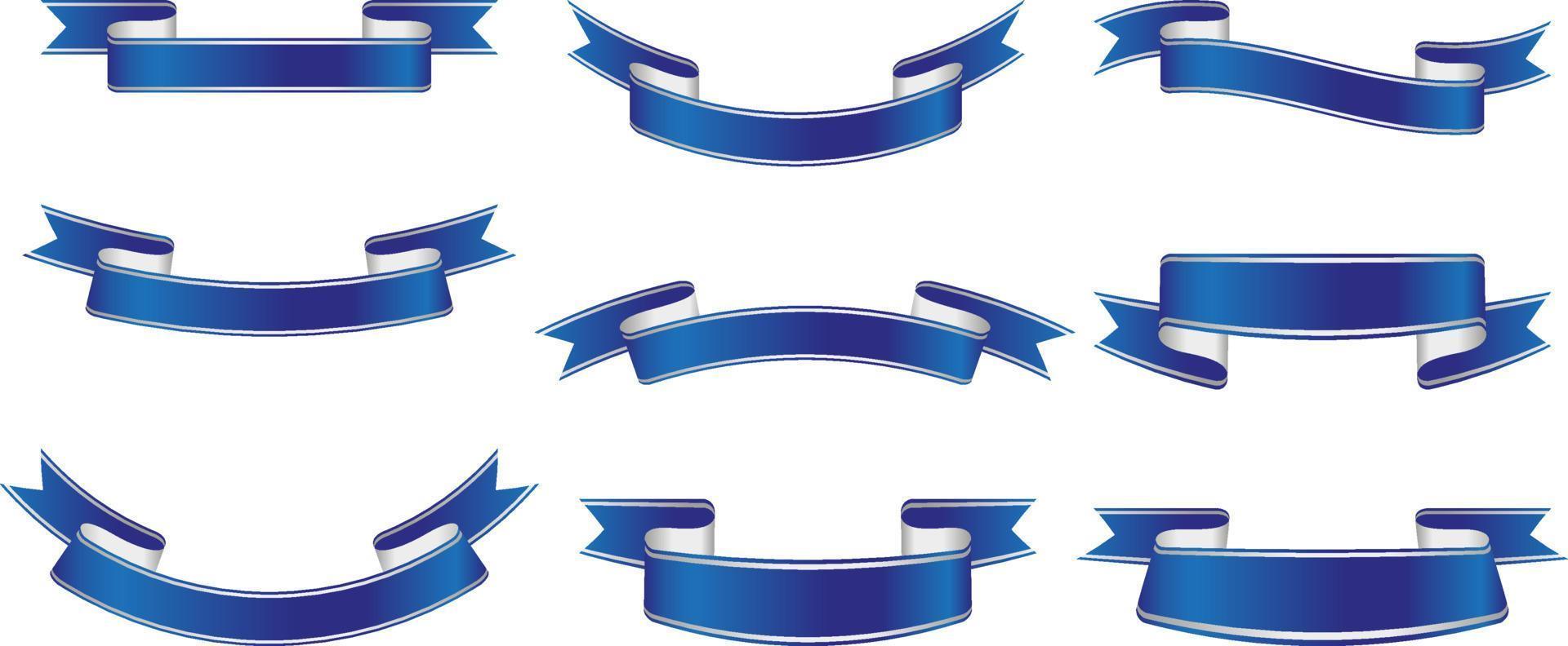 Verschiedene königsblaue Banner und Bänder mit silbernem Rahmen vektor