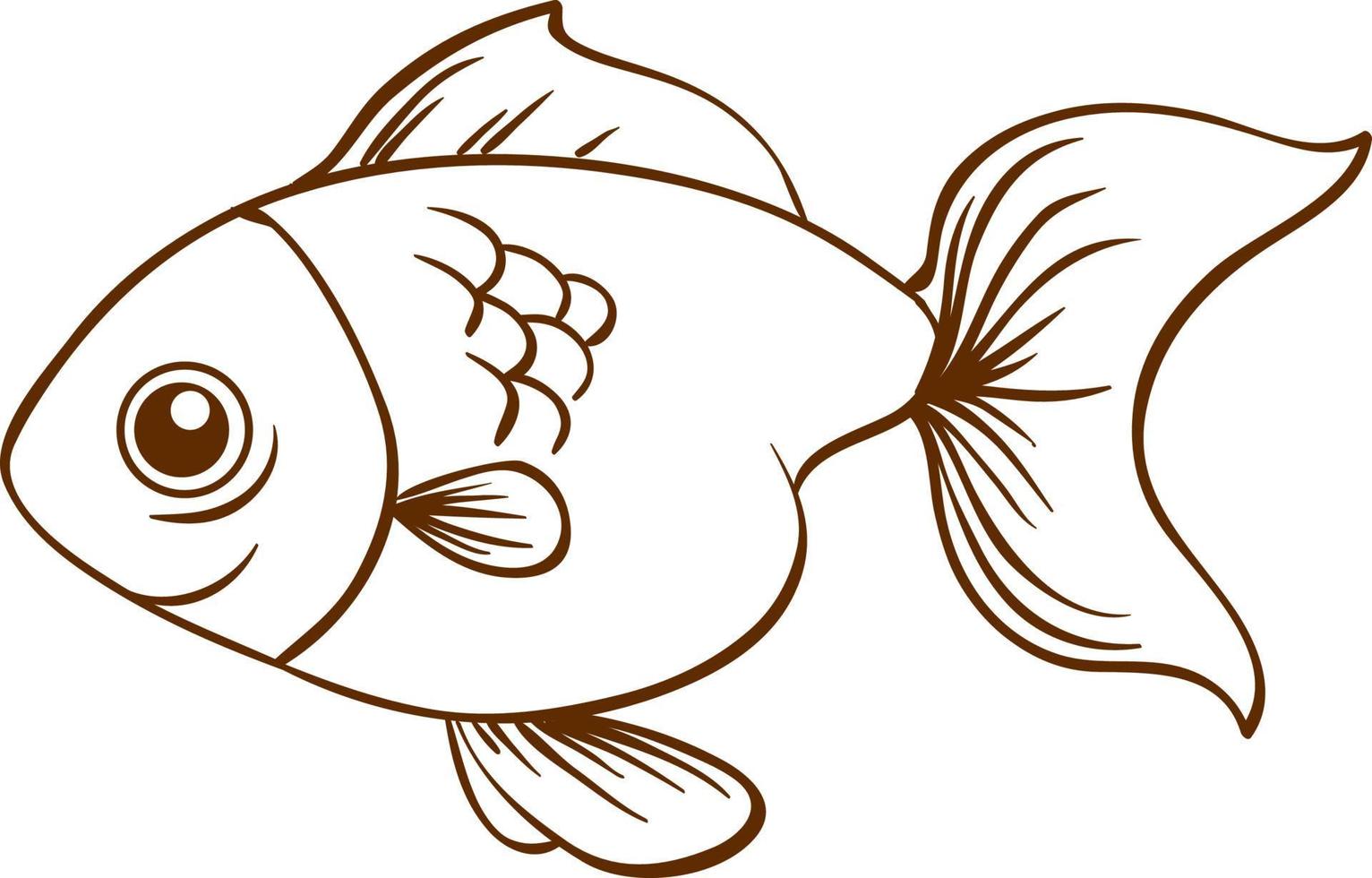 fisk i doodle enkel stil på vit bakgrund vektor