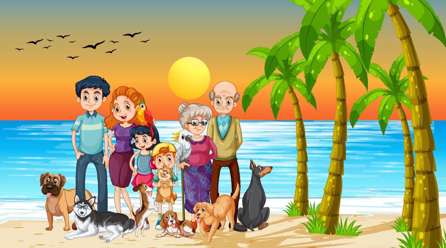 glückliche Familie am Strand vektor
