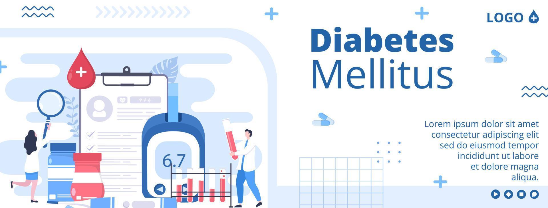 diabetestestande omslagsmall platt designillustration redigerbar av fyrkantig bakgrund lämplig för sjukvård sociala medier eller hälsningskort vektor