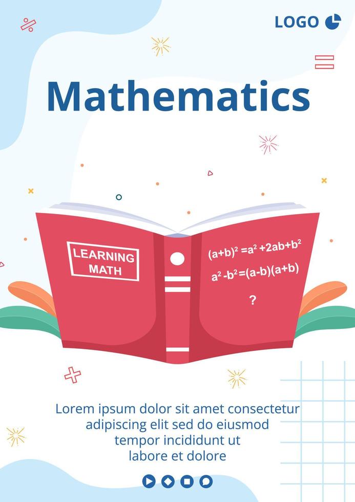 lernmathematik bildung und wissen flyer vorlage flache illustration editierbar mit quadratischem hintergrund geeignet für soziale medien oder web vektor