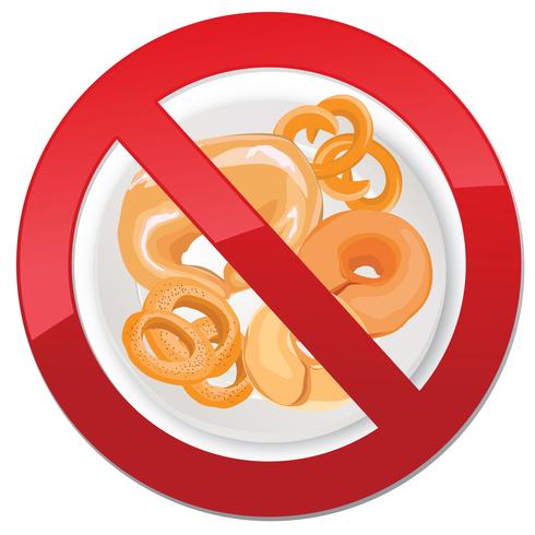 Glutenfri ikon. Ingen brödskylt. Ban förbjuda livsmedelssymbolen för kalorier vektor