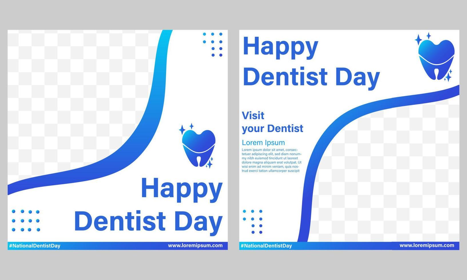 glad nationella tandläkarens dag inläggsmall för sociala medier vektor