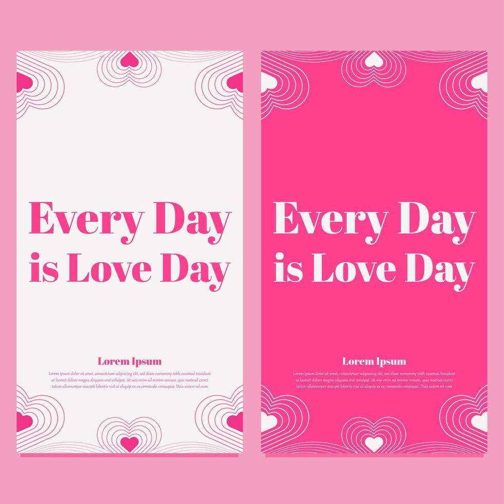 rosa kärlek alla hjärtans dag berättelsemall för sociala medier vektor