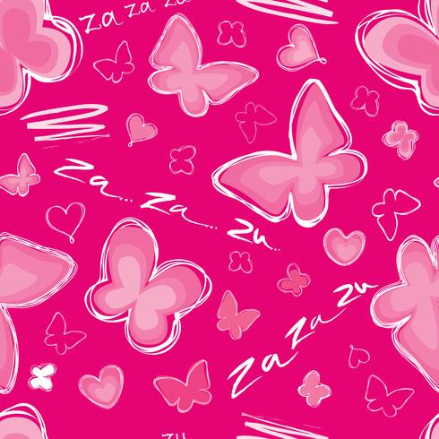 Herz, nahtlose Muster Valentinstagfeiertagsfliesenverzierung des Schmetterlinges vektor