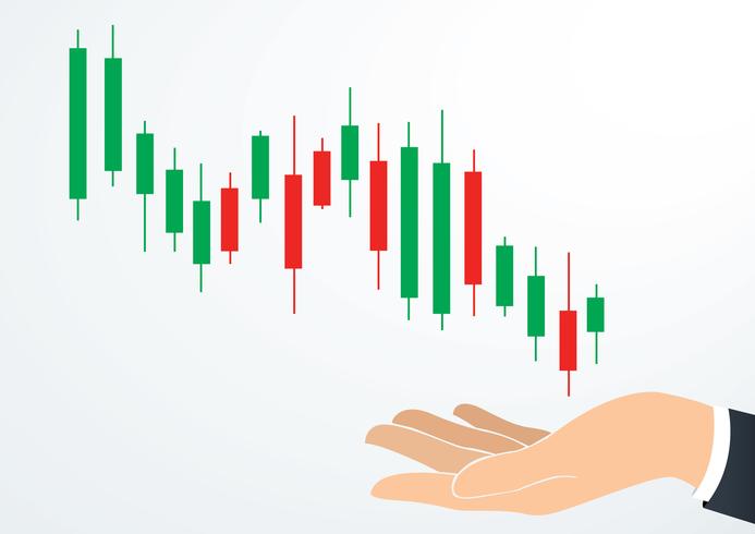 hand som håller ljusstake diagram börsen vektor