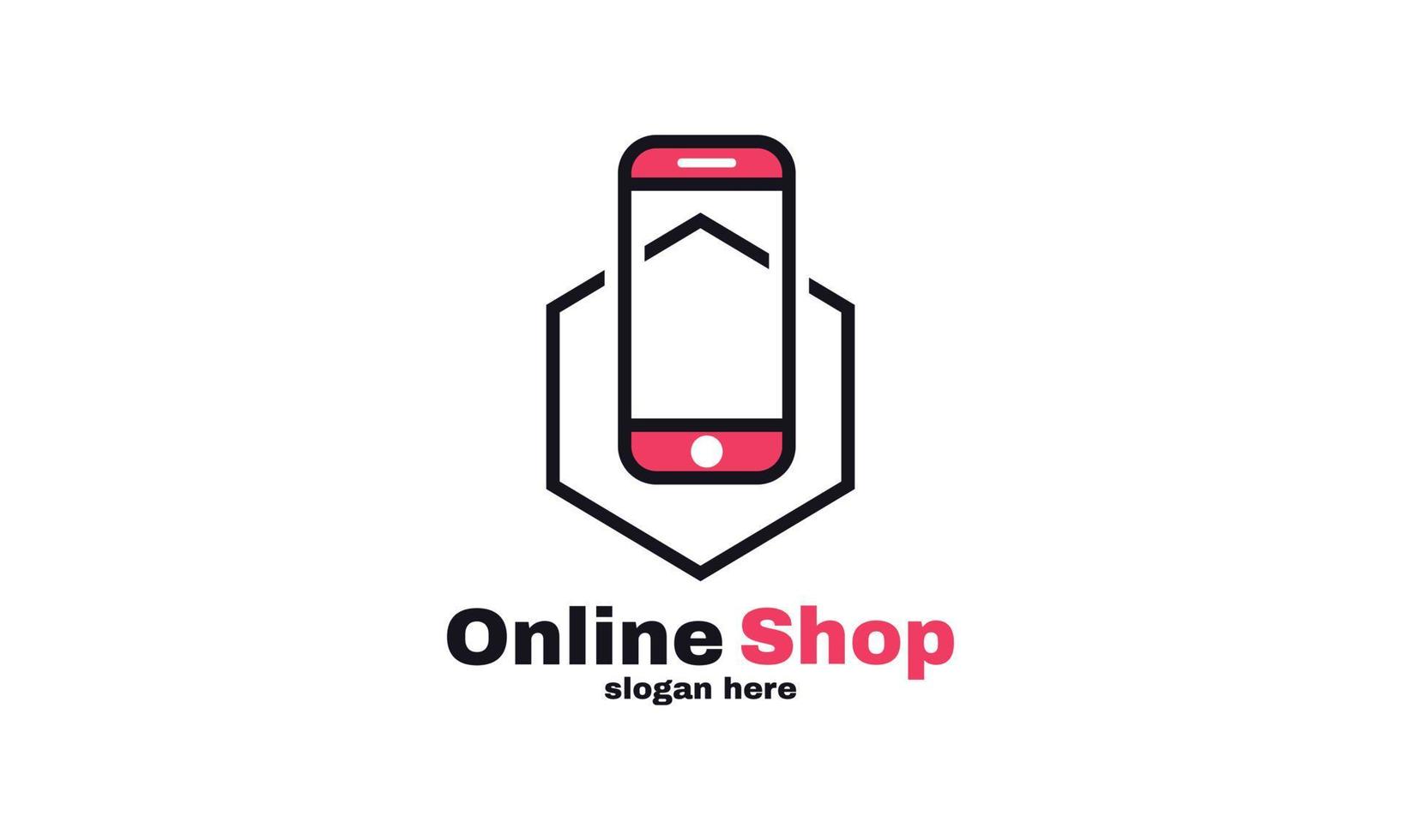 Lager Vektor abstraktes Online-Shop-Logo entwirft Vorlage Illustration Vektorgrafik des Smartphones