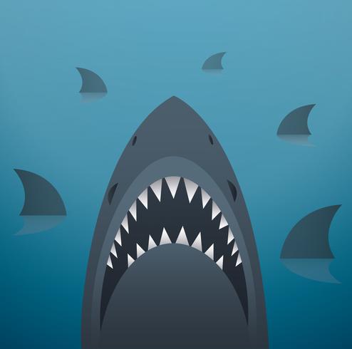 Shark vektor illustration och utrymme bakgrund