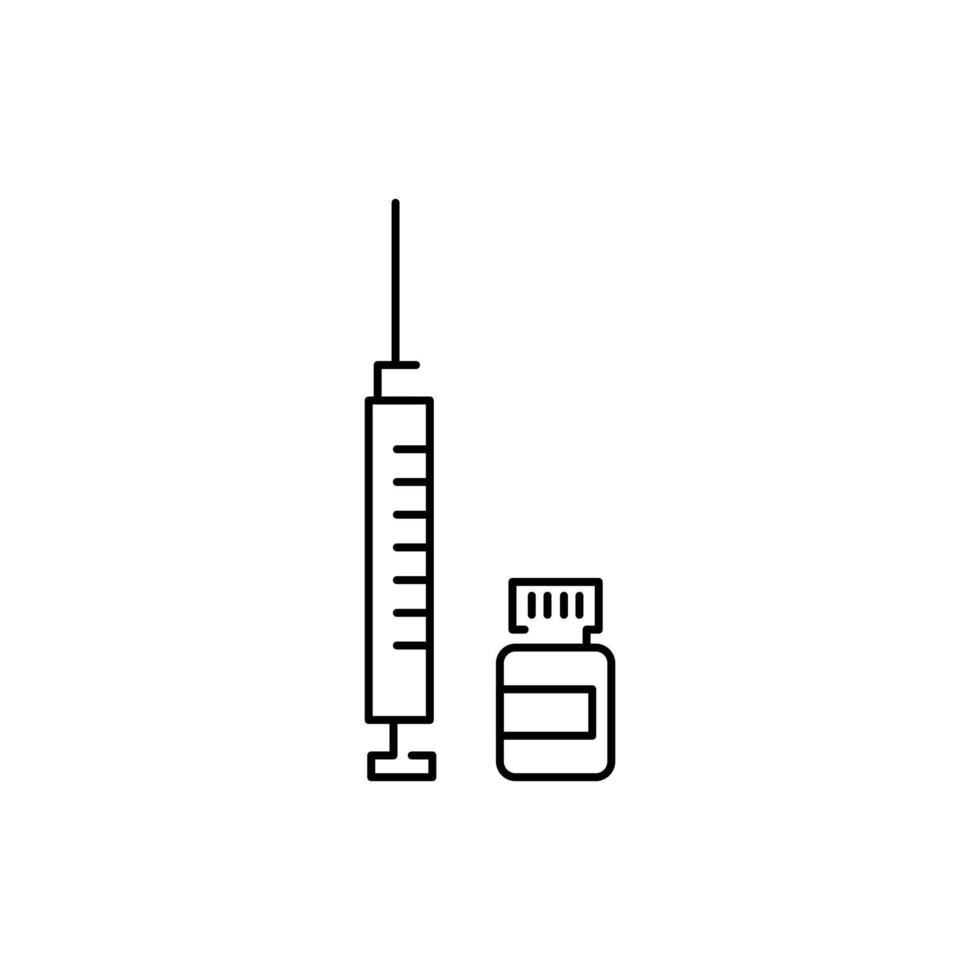 Abbildung des Symbols für die Umrisse der Impfstoffinjektion vektor