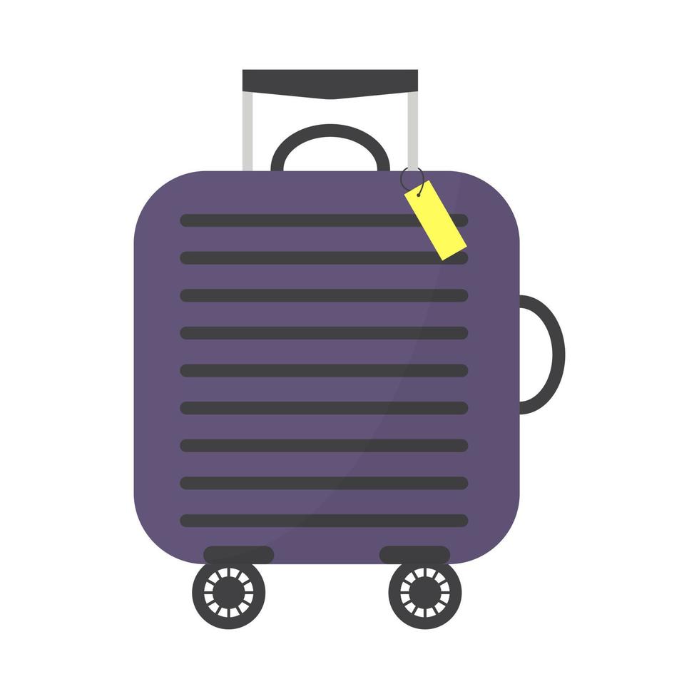 Trolley-Reisekoffer, Reisegepäck, Tourismus oder Geschäft mit Etikett. vektor