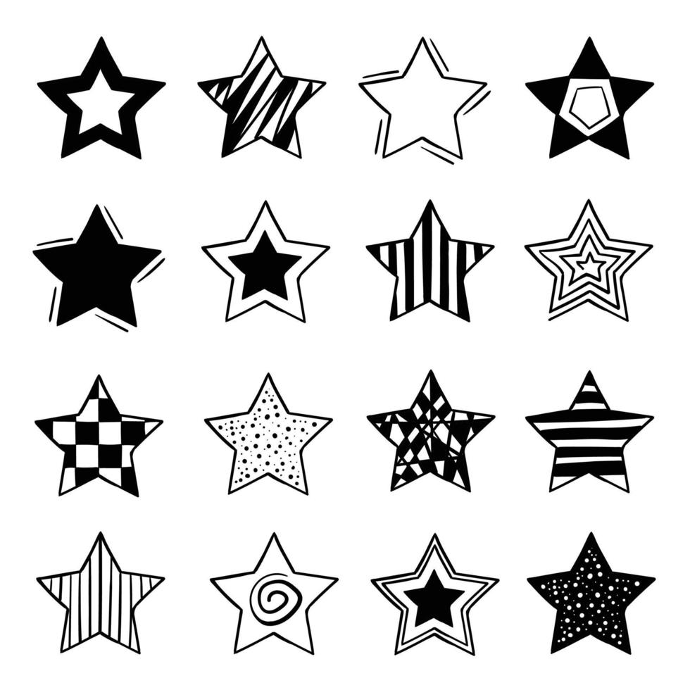 doodle stjärna med handritad stil gratis vektorbild vektor