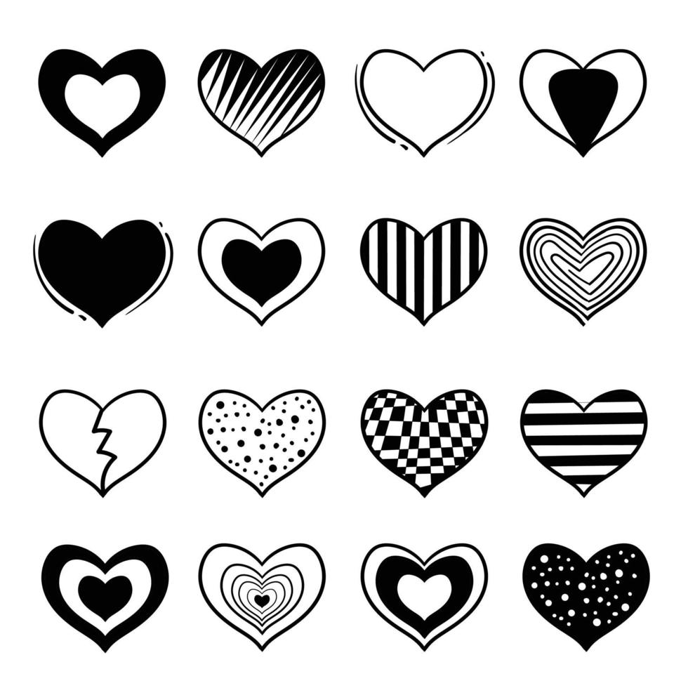 doodle hjärta kärlek med handritad stil gratis vektorbild vektor