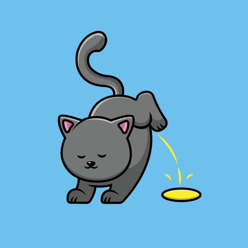 niedliche katze, die karikaturvektor-symbolillustration pinkelt. Tier-Icon-Konzept isolierter Premium-Vektor. flacher Cartoon-Stil vektor