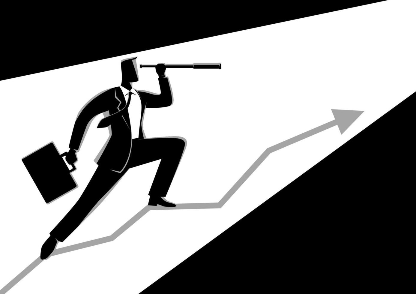 affärsman använder teleskop på grafiskt diagram vektor