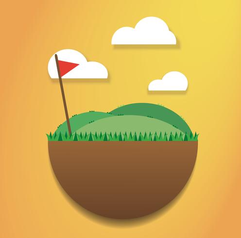 Golfflagge auf dem grünen Feld Vektor