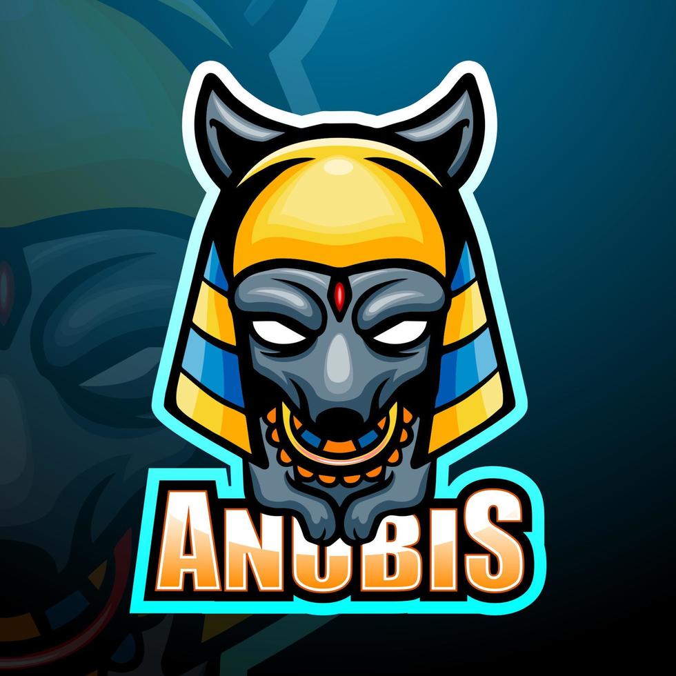 anubis-maskottchen-esport-logo-design vektor