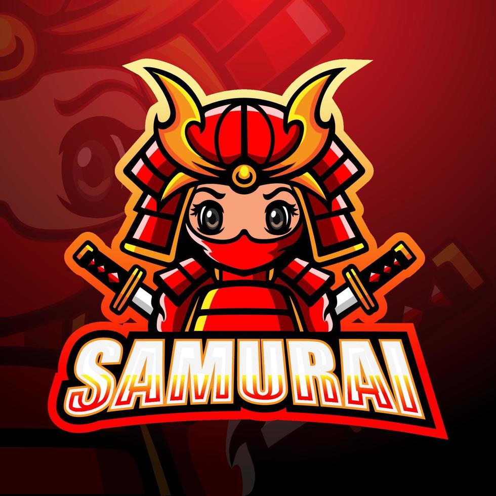 samurai-maskottchen-esport-logo-design vektor