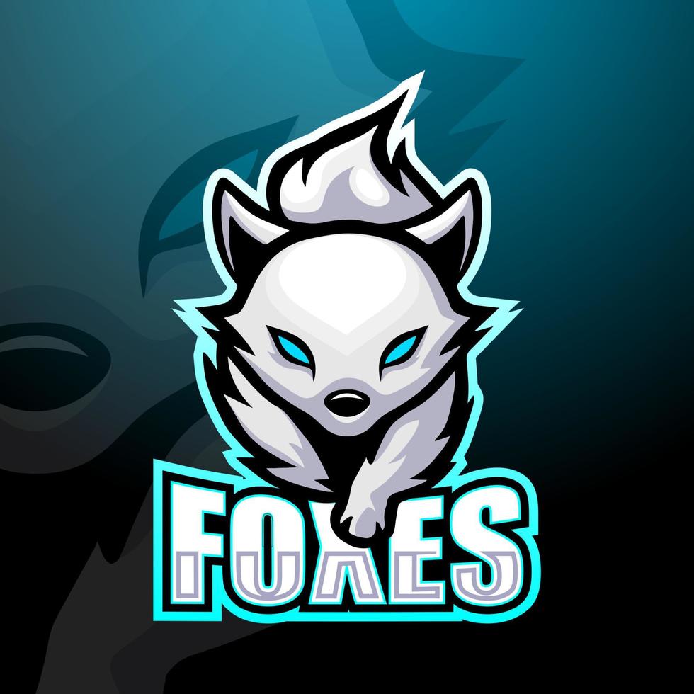 weiße füchse maskottchen esport logo design vektor