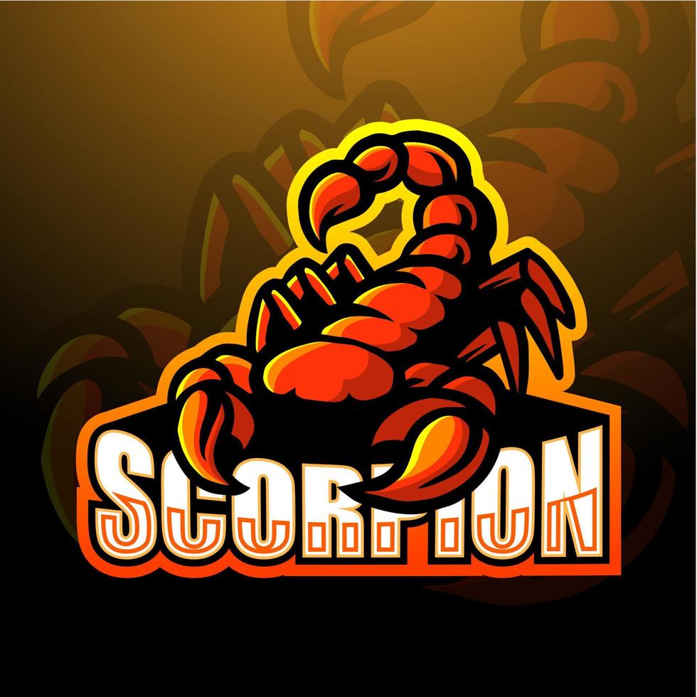 Skorpion-Maskottchen-Esport-Logo-Design vektor