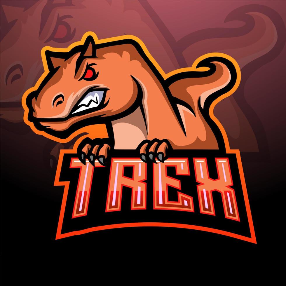 t-rex maskot esport logotypdesign vektor