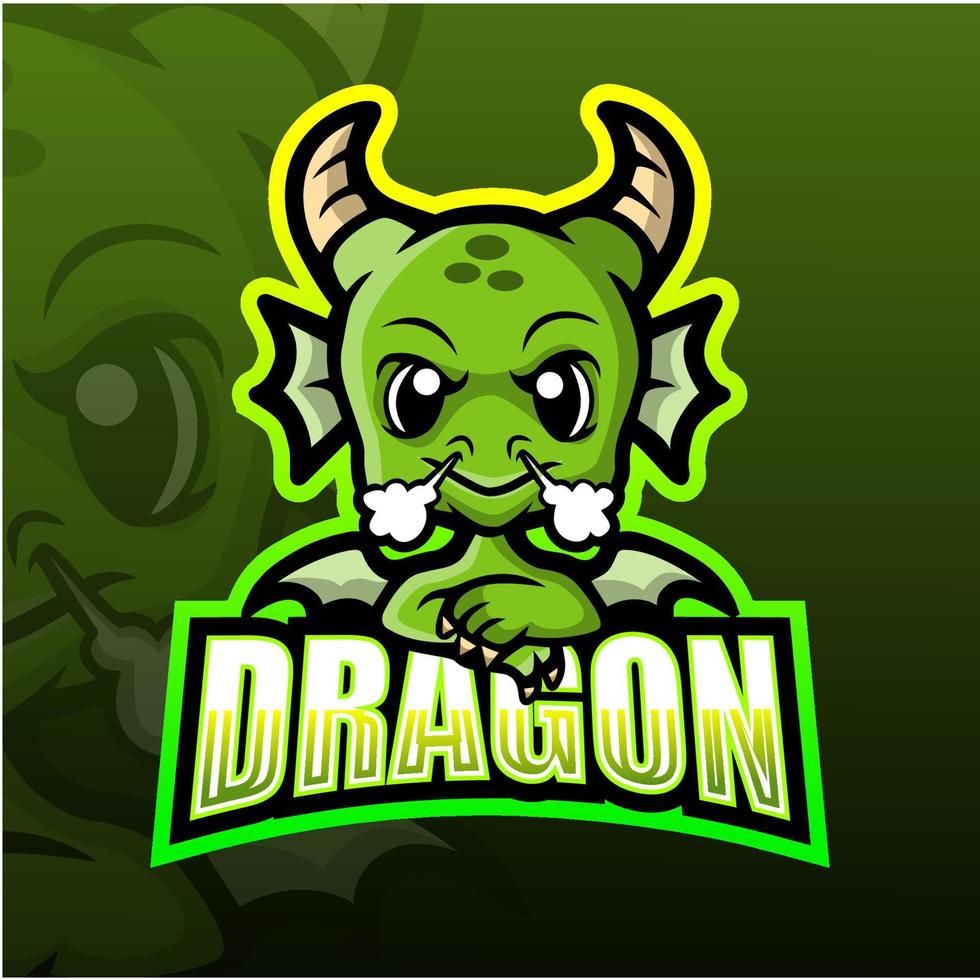 Drachen-Maskottchen-Esport-Logo-Design vektor