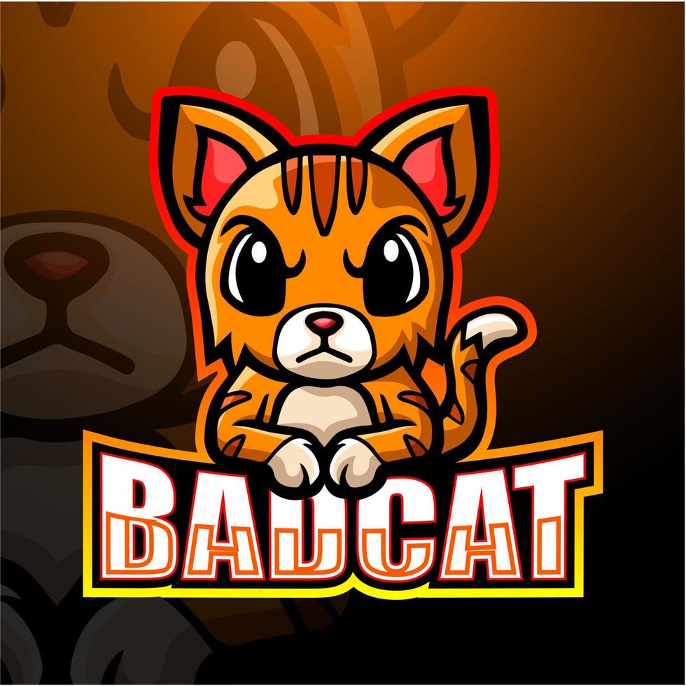 dålig kattmaskot esport-logotypdesign vektor