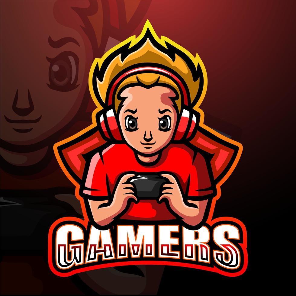 gamer boy maskot esport logotypdesign vektor