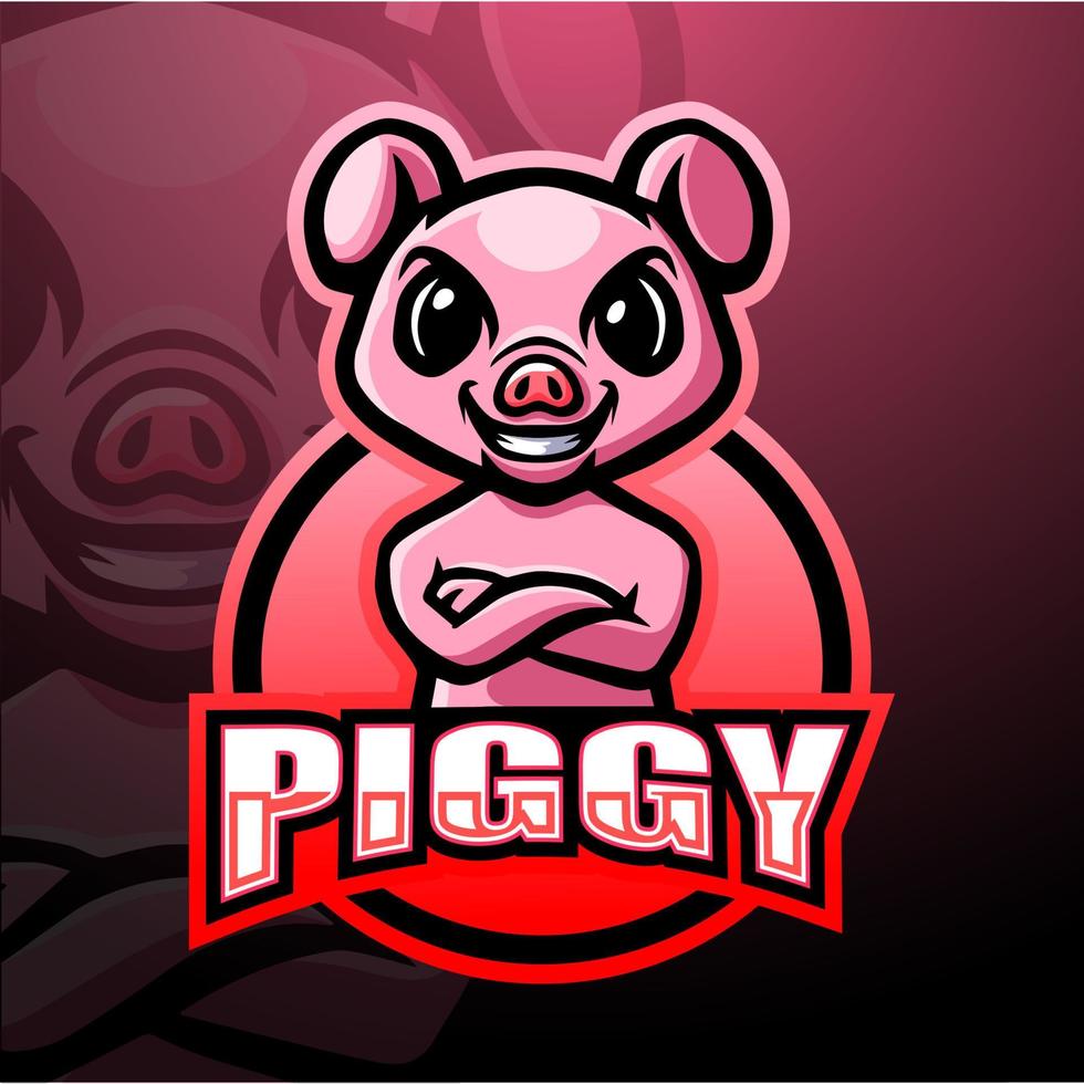 schwein-maskottchen-esport-logo-design vektor