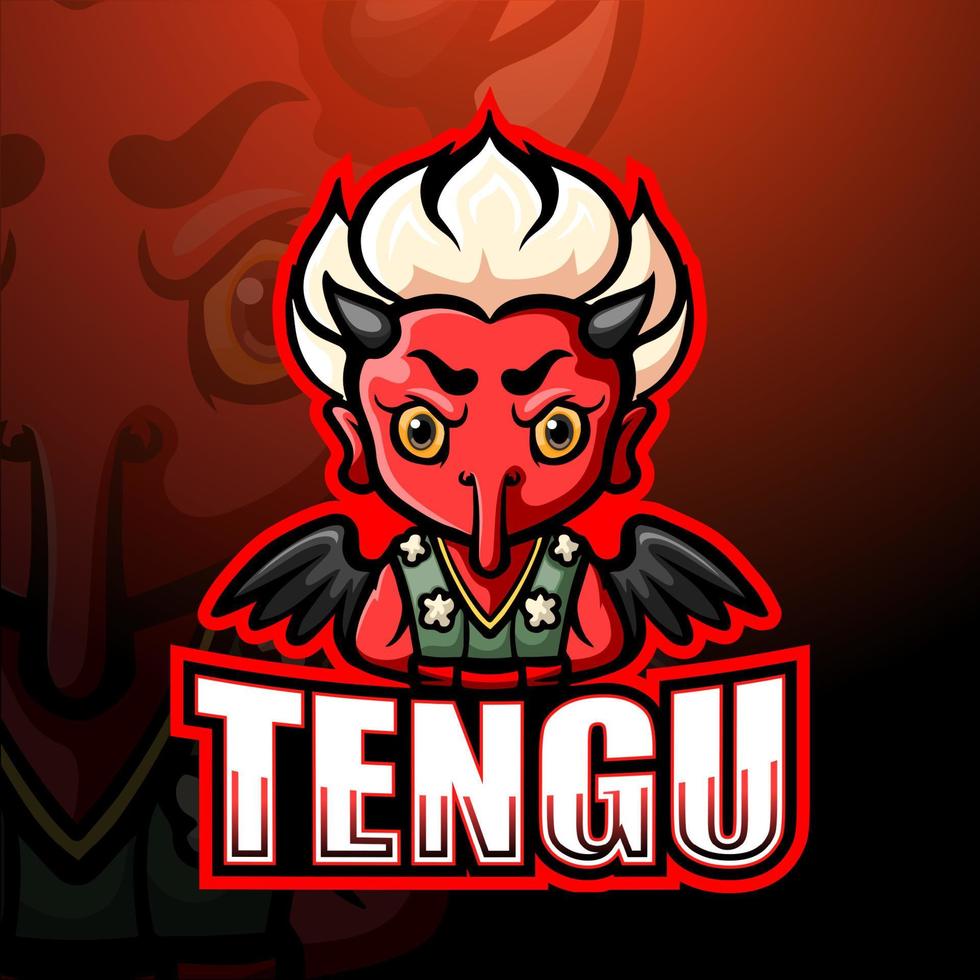 Tengu-Maskottchen-Esport-Logo-Design vektor