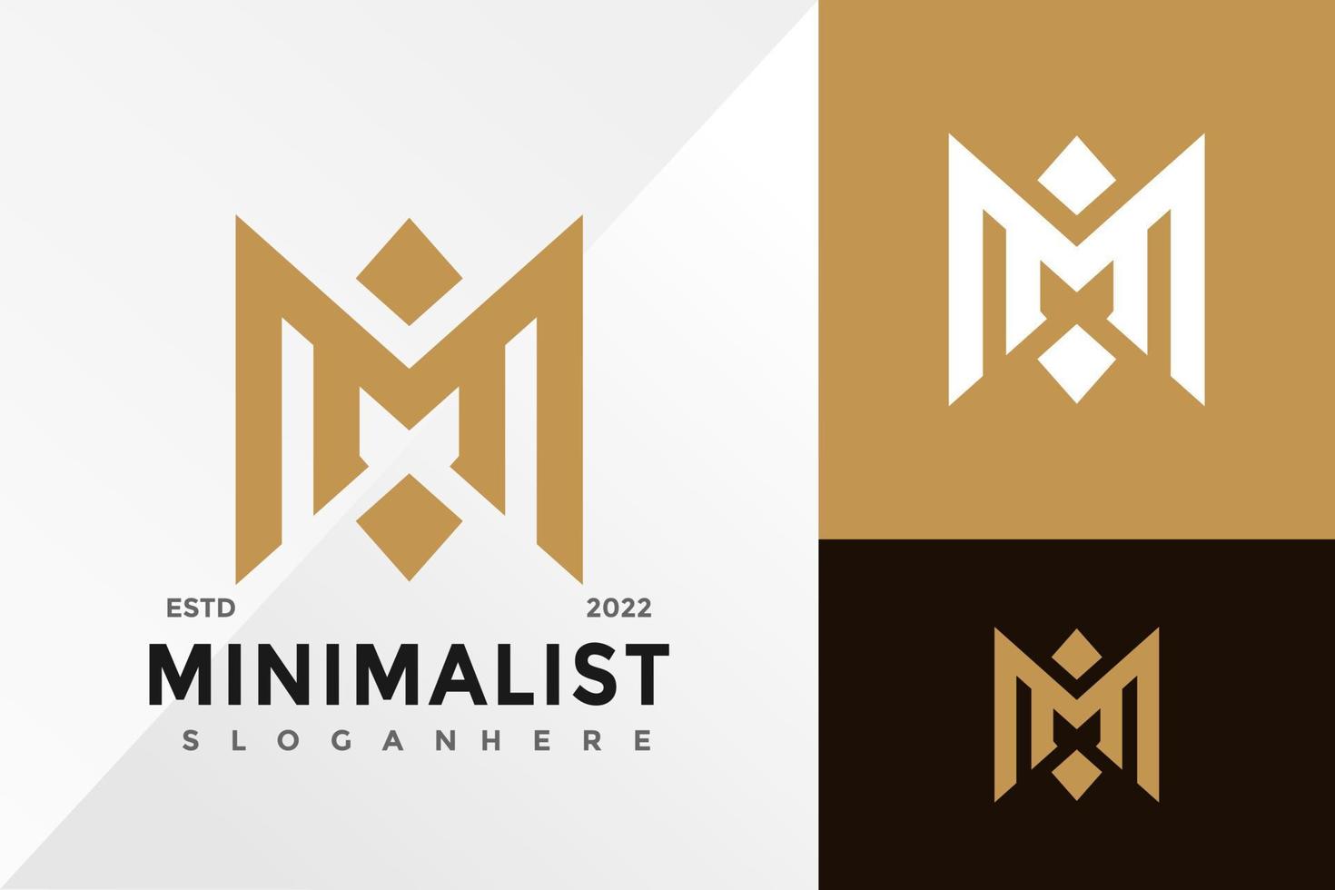 bokstaven m krona minimalistisk logotyp design vektor illustration mall