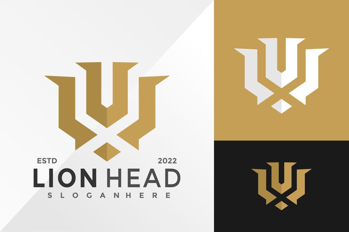 lejonhuvud logotyp design vektor illustration mall