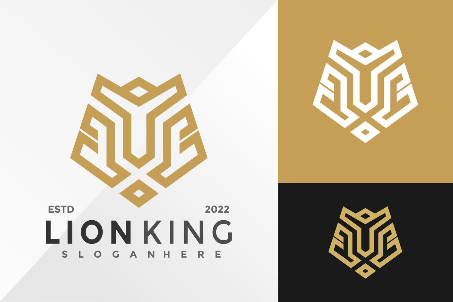 goldene löwenkönig-logo-design-vektor-illustrationsvorlage vektor