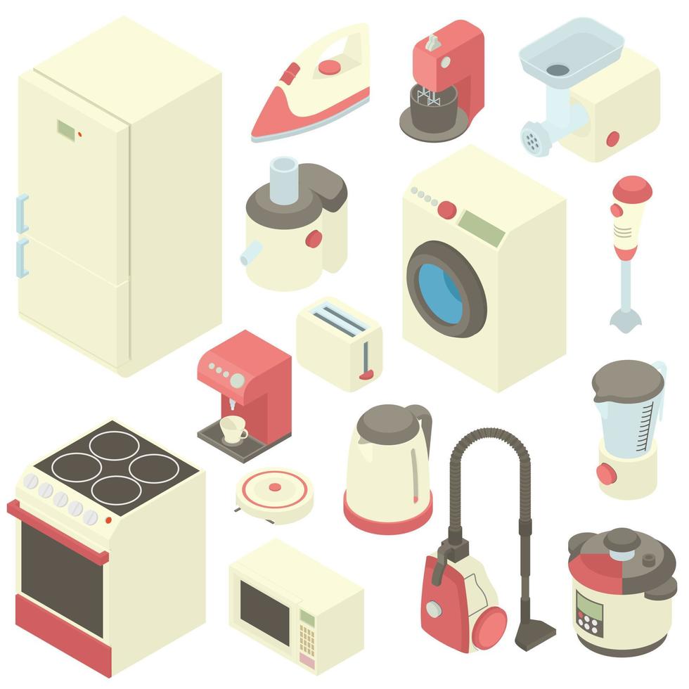 Haushaltsgeräte-Icons Set, Cartoon-Stil vektor