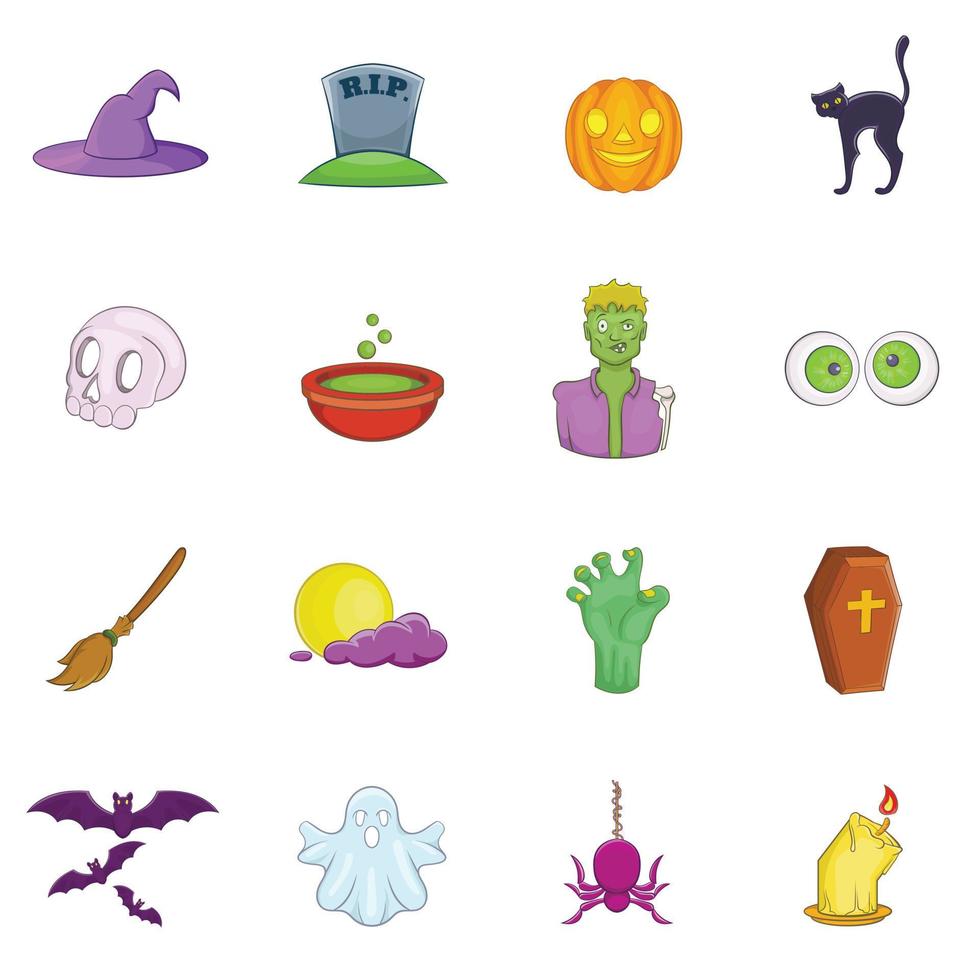 Halloween-Icons gesetzt, Cartoon-Stil vektor