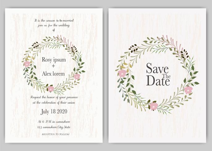 Bröllopinbjudan, inbjudan, spara datumkortdesignen med elegant lavendel trädgårdsanemon. vektor