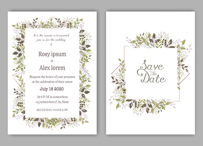 Hochzeit laden, Einladung, Save the Date Kartenentwurf mit eleganter Lavendelgartenanemone ein. vektor