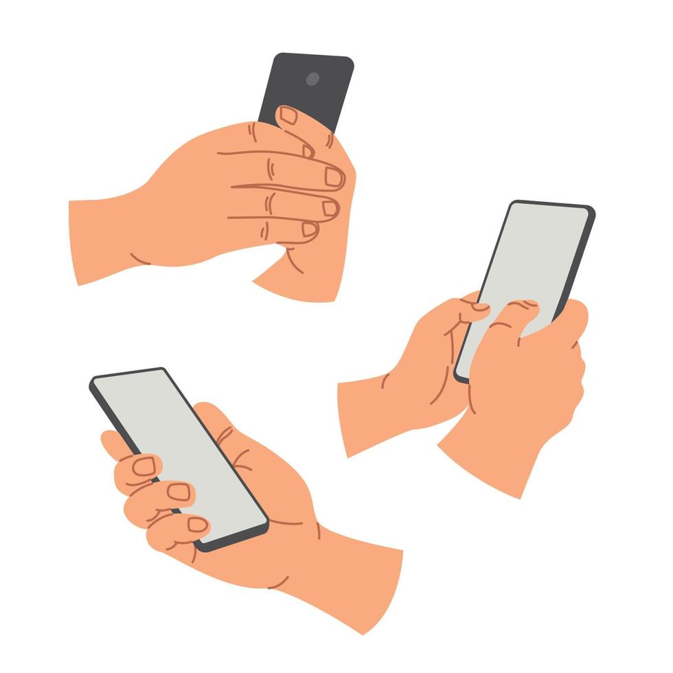 hand, die smartphone-mobilgerät-vektorillustration hält vektor