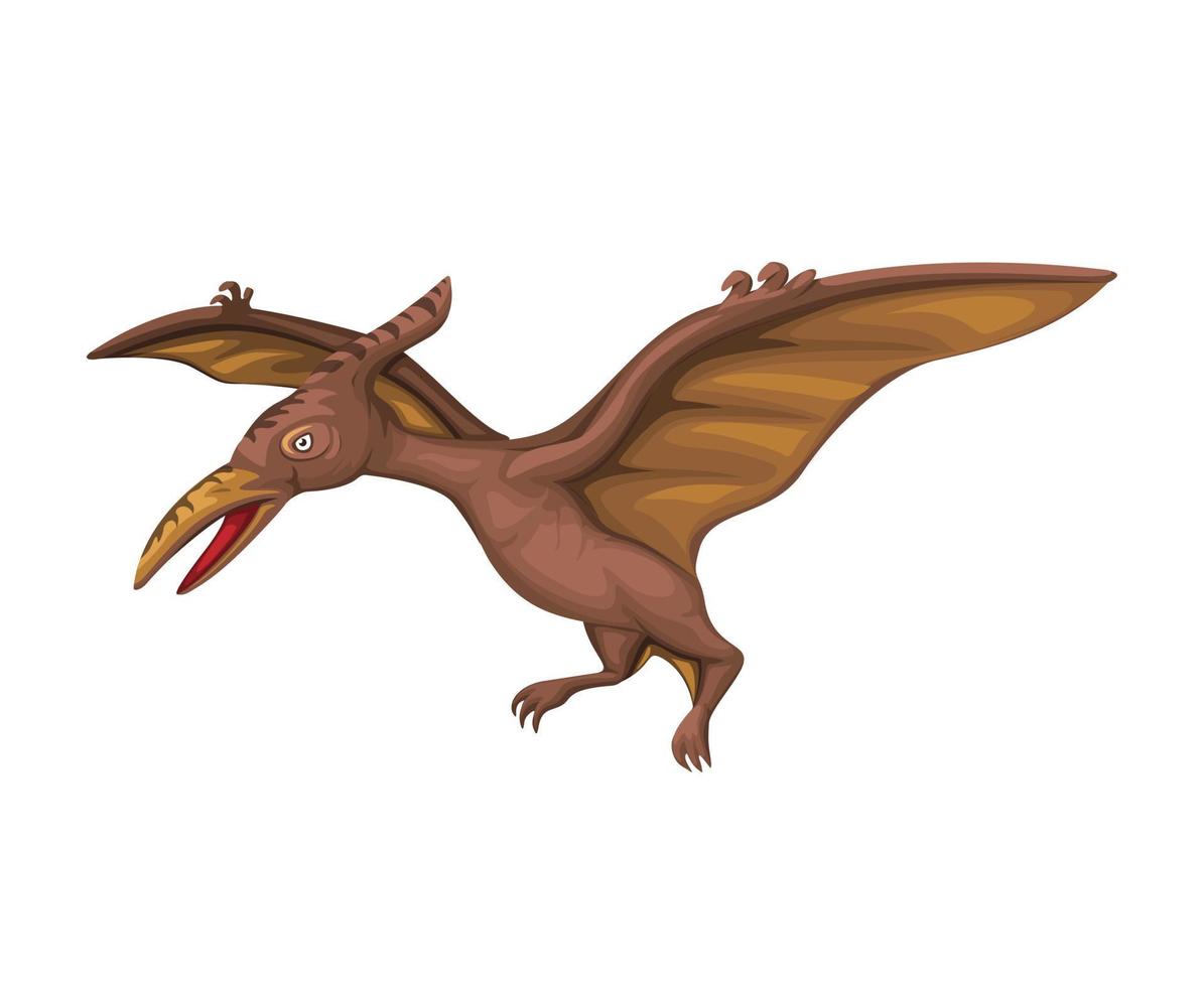 pterodactyl eller pterosaurier är förhistoriska djur, figur karaktär i tecknad illustration vektor