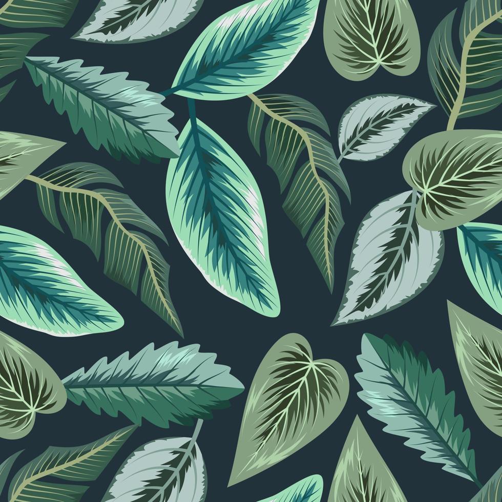 sömlösa mönster med tropiska vackra blad exotisk bakgrund. vektor