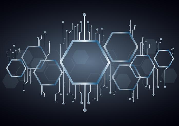 abstrakt hexagon och teknik linje bakgrund vektor