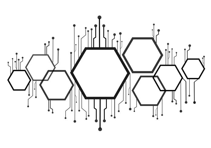 abstrakt bikupa, hexagon och teknik linje bakgrund vektor