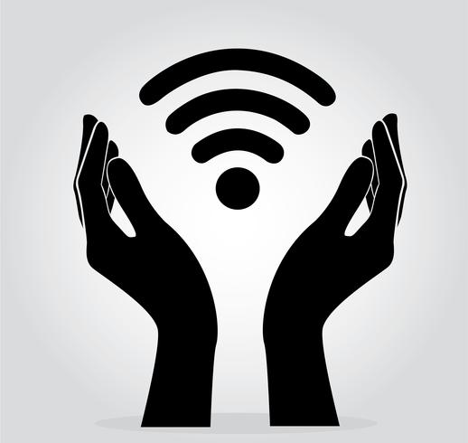 Hände halten Wifi Symbol Symbol Vektor