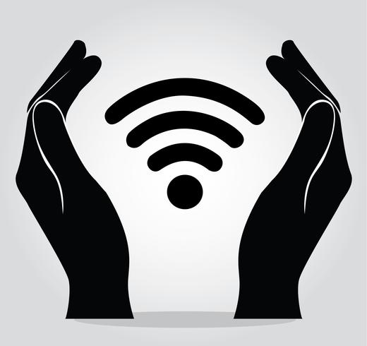 händer som håller Wifi ikon symbol vektor