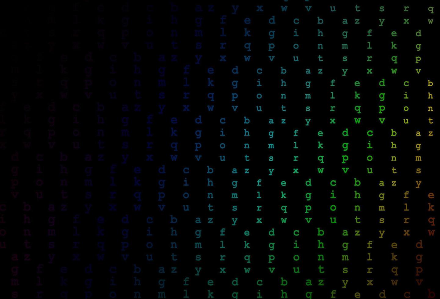 dunkle mehrfarbige, regenbogenfarbene Vektorvorlage mit isolierten Buchstaben. vektor