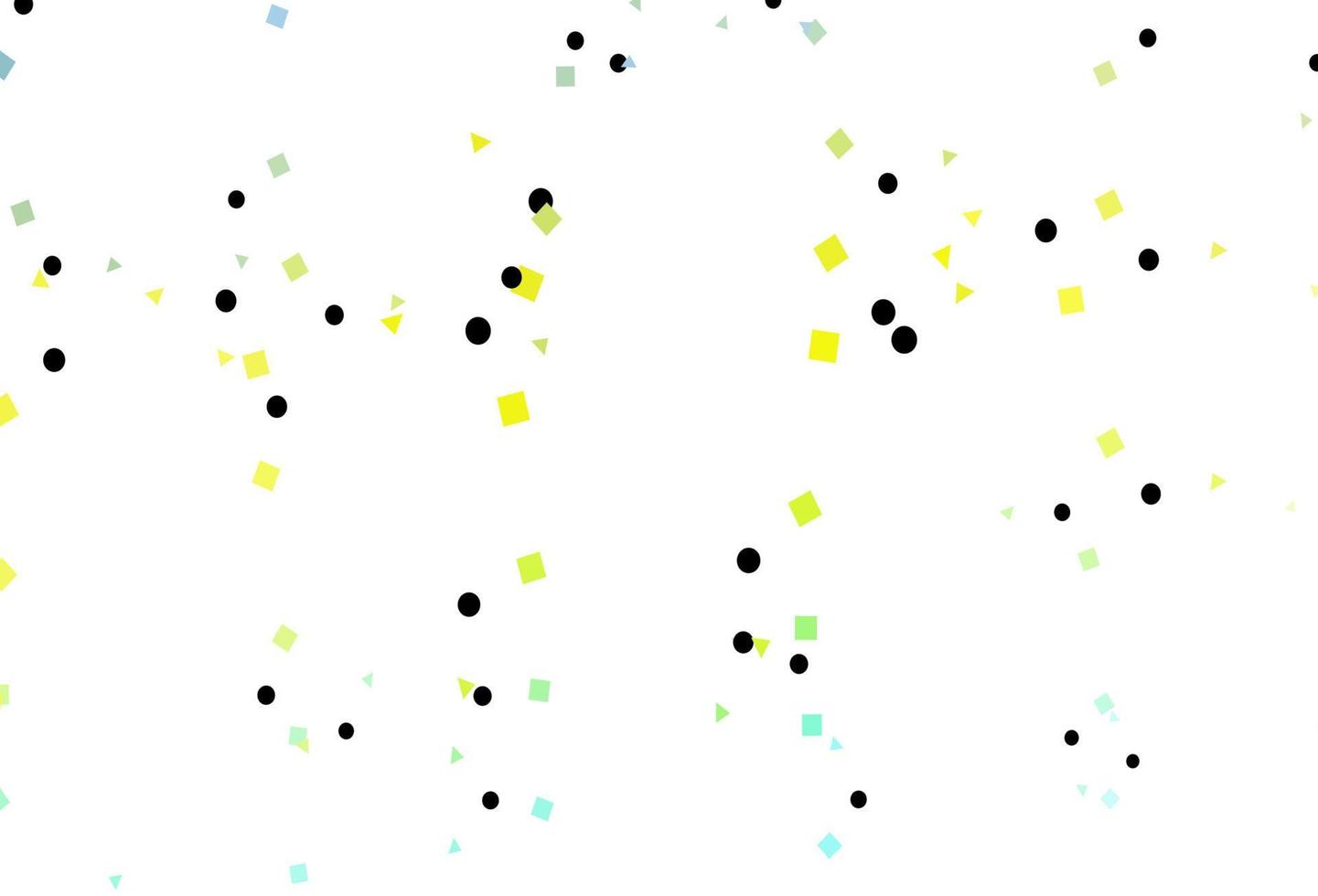 hellgrüne, gelbe Vektorvorlage mit Kristallen, Kreisen, Quadraten. vektor