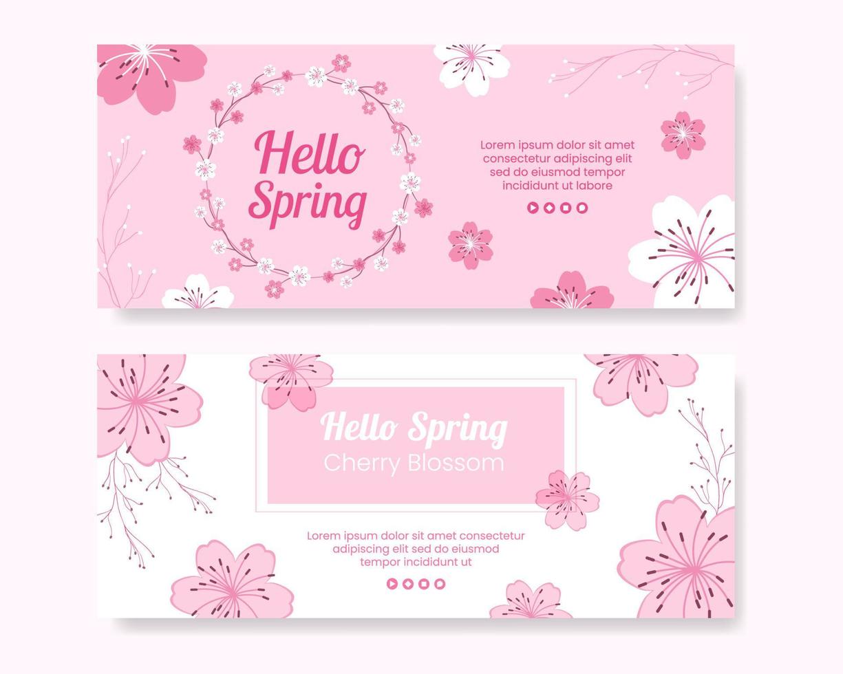 vår med blomning sakura blommor banner mall platt illustration redigerbar av fyrkantig bakgrund för sociala medier eller gratulationskort vektor