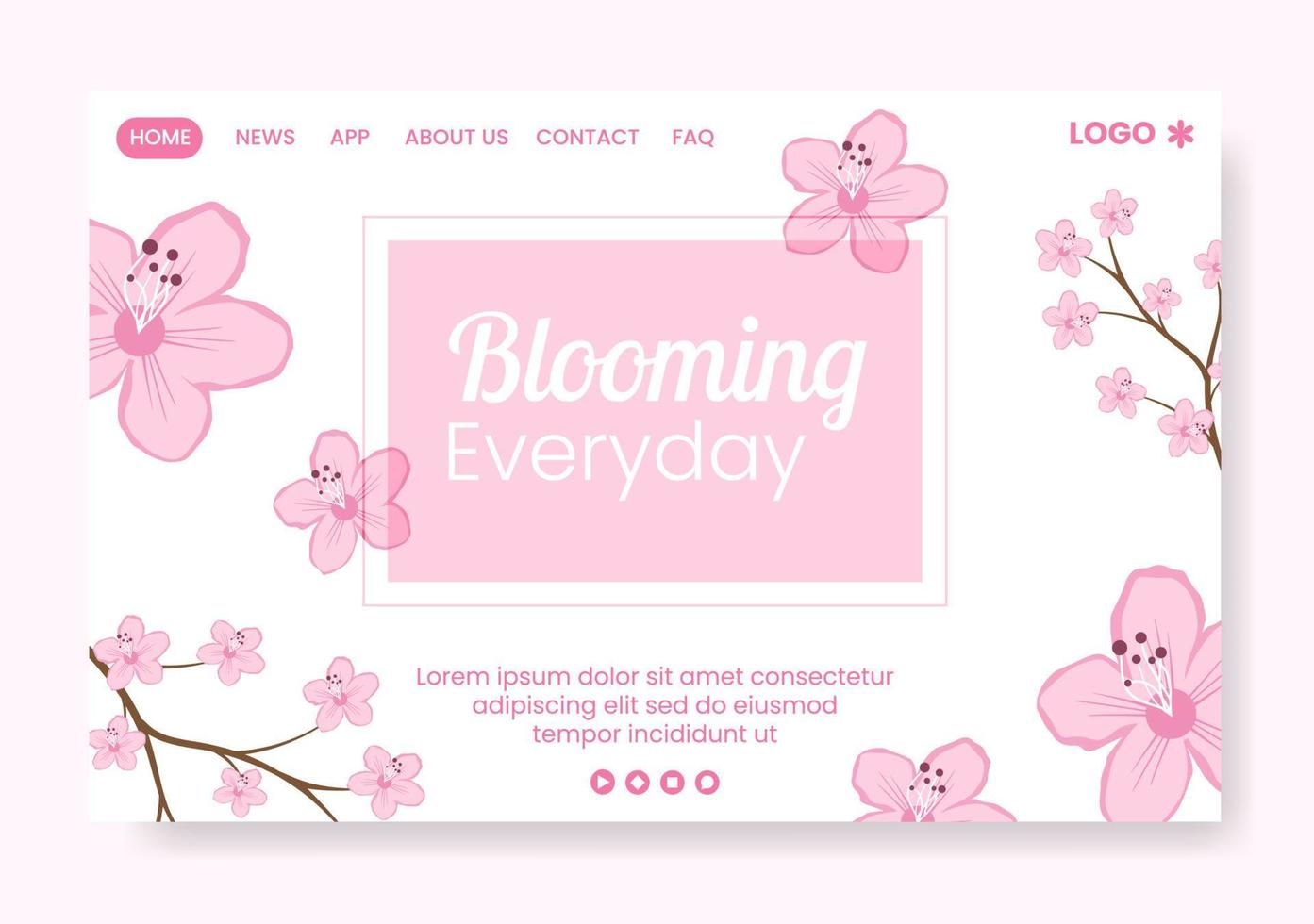 vår med blomning sakura blommor landningssida mall platt illustration redigerbar av kvadratisk bakgrund för sociala medier eller gratulationskort vektor