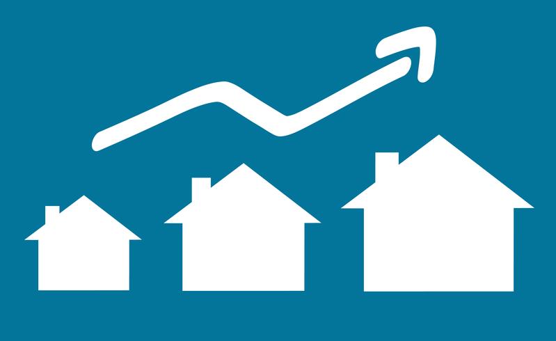 Vektor illustration av hus med växande pil