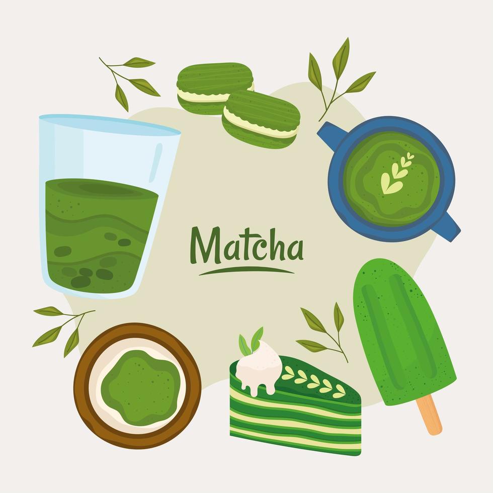Matcha-Tee natürlich vektor